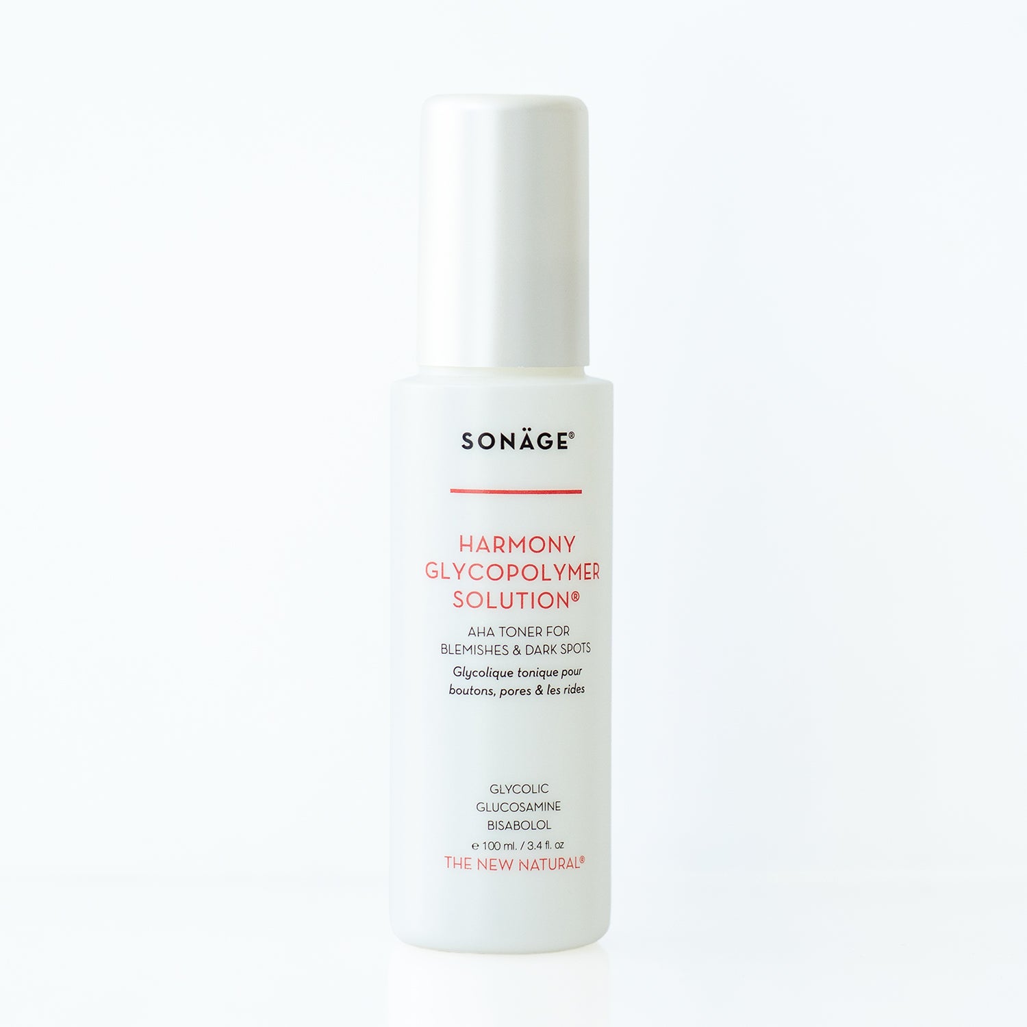 Sonáge skincare bottle on a white background