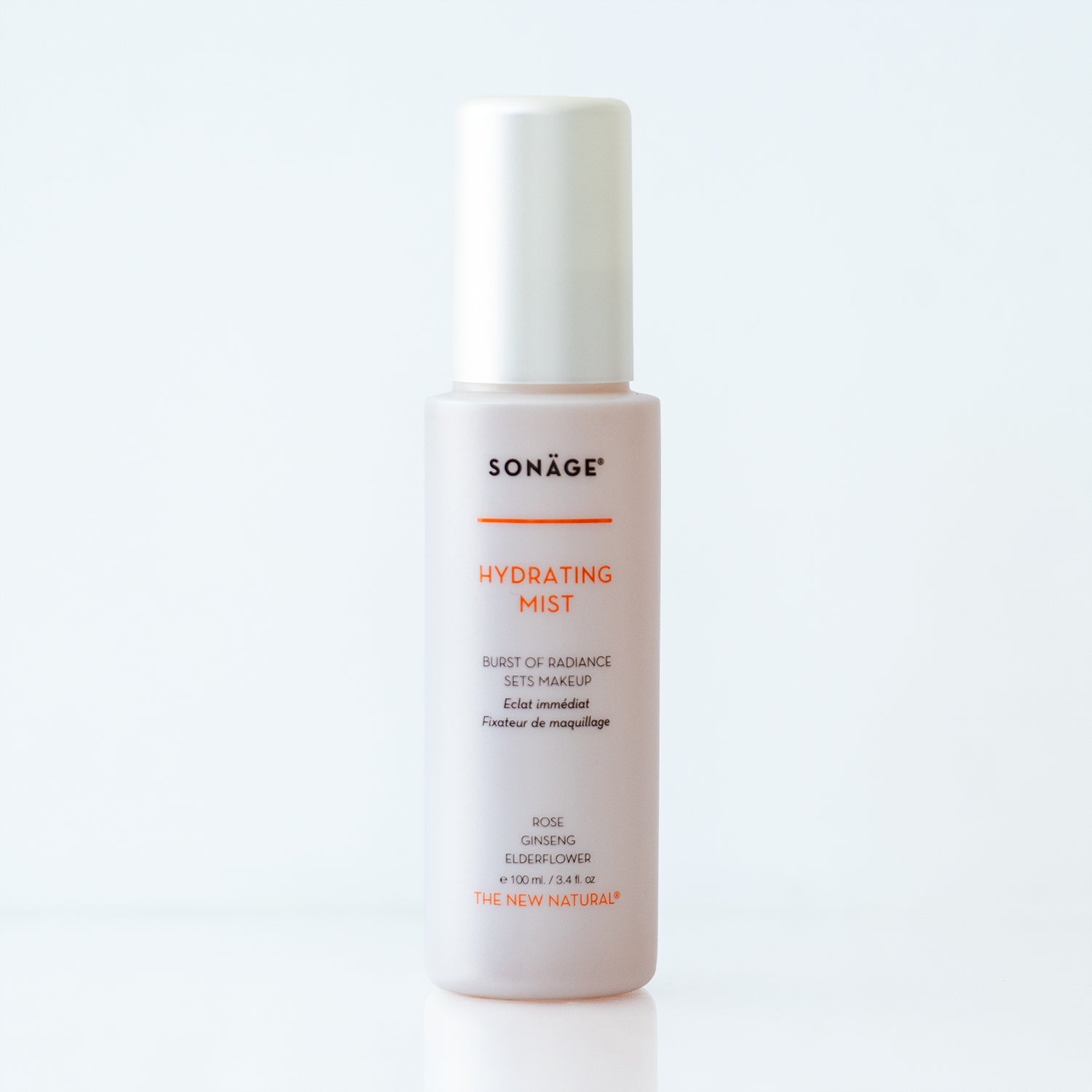 Sonáge hydrating mist bottle on a white background