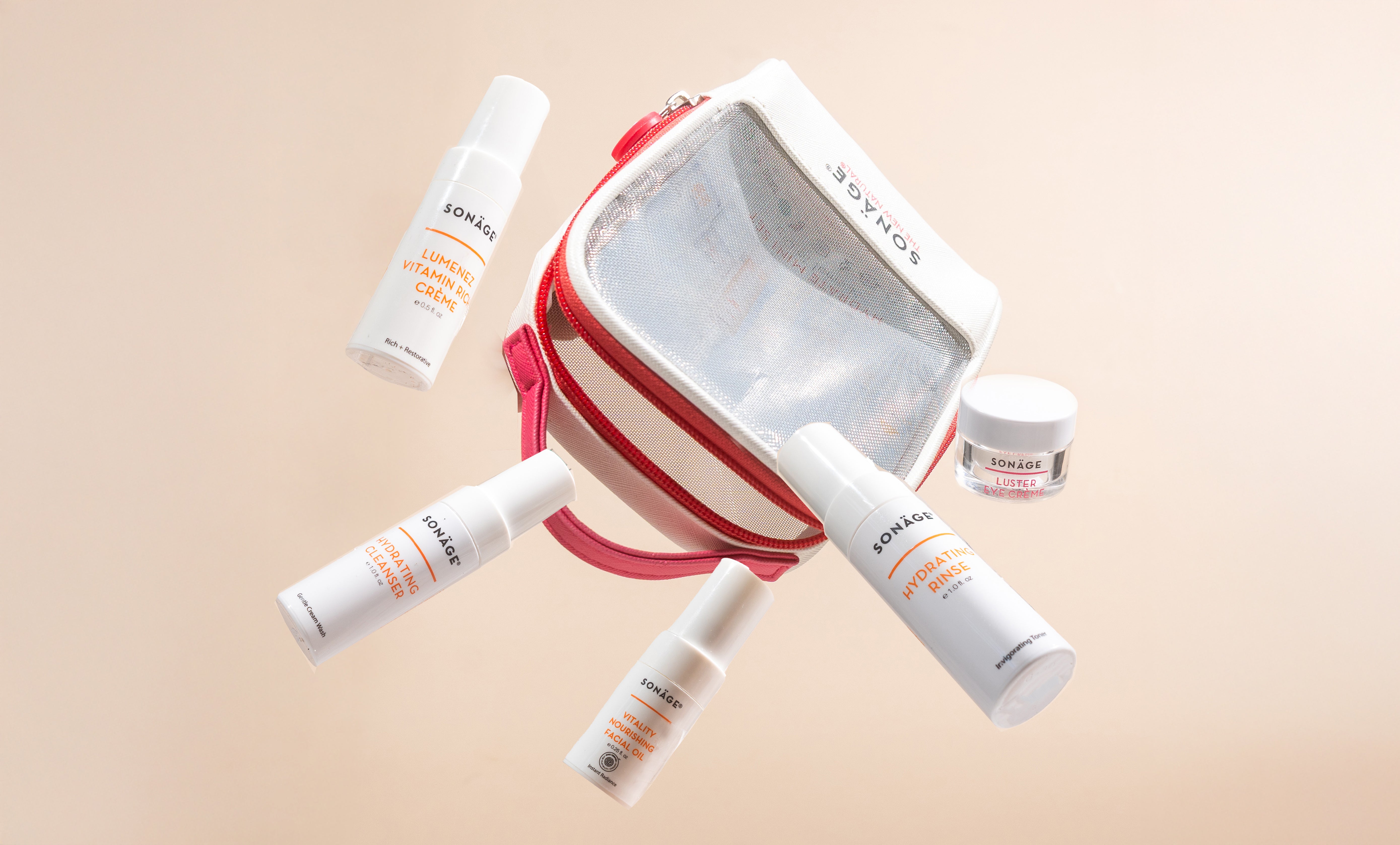 travel set coming out of bag