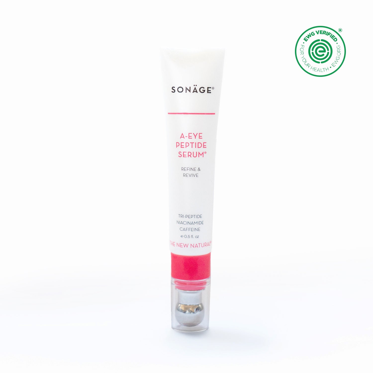 Sonáge A-Eye Peptide Serum bottle on a white background