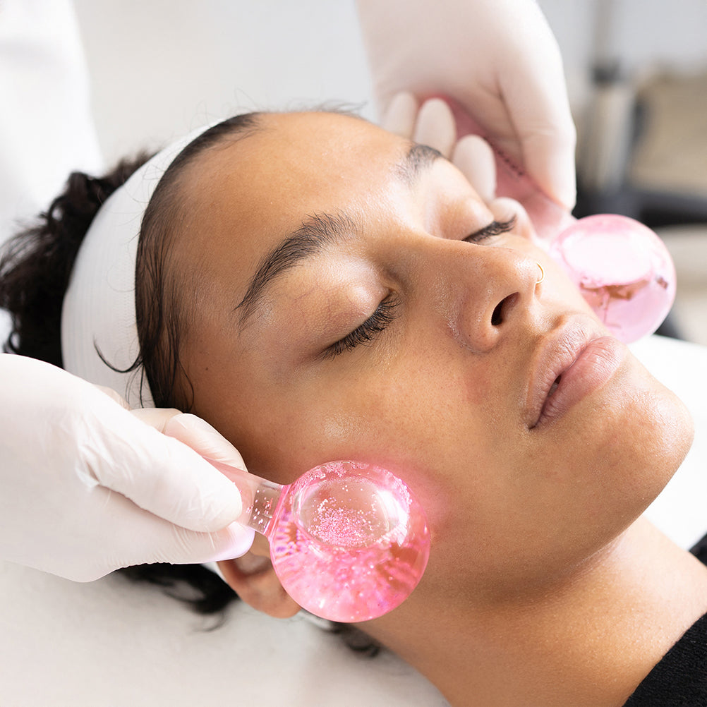 Facial Globes being used on a client
